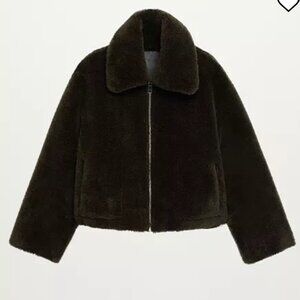 Mango Dark Brown Faux Fur Jacket